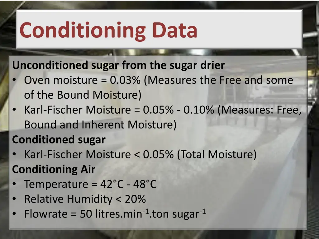 conditioning data