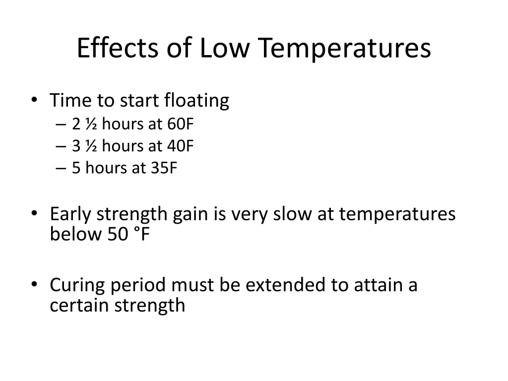 effects of low temperatures