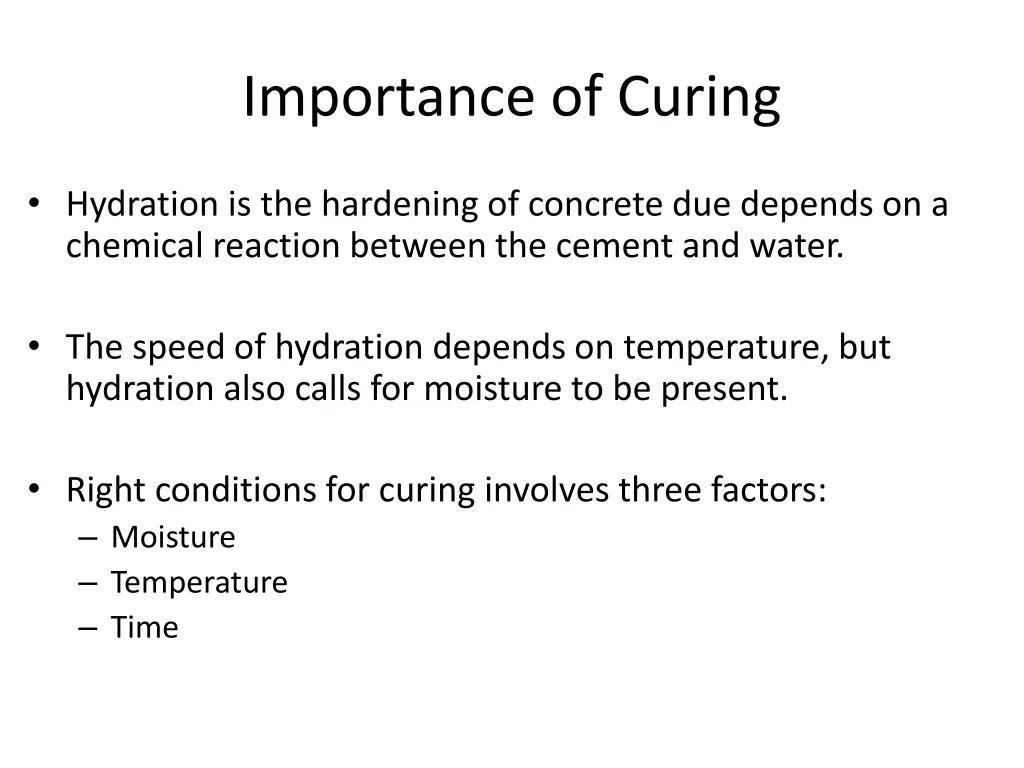 importance of curing