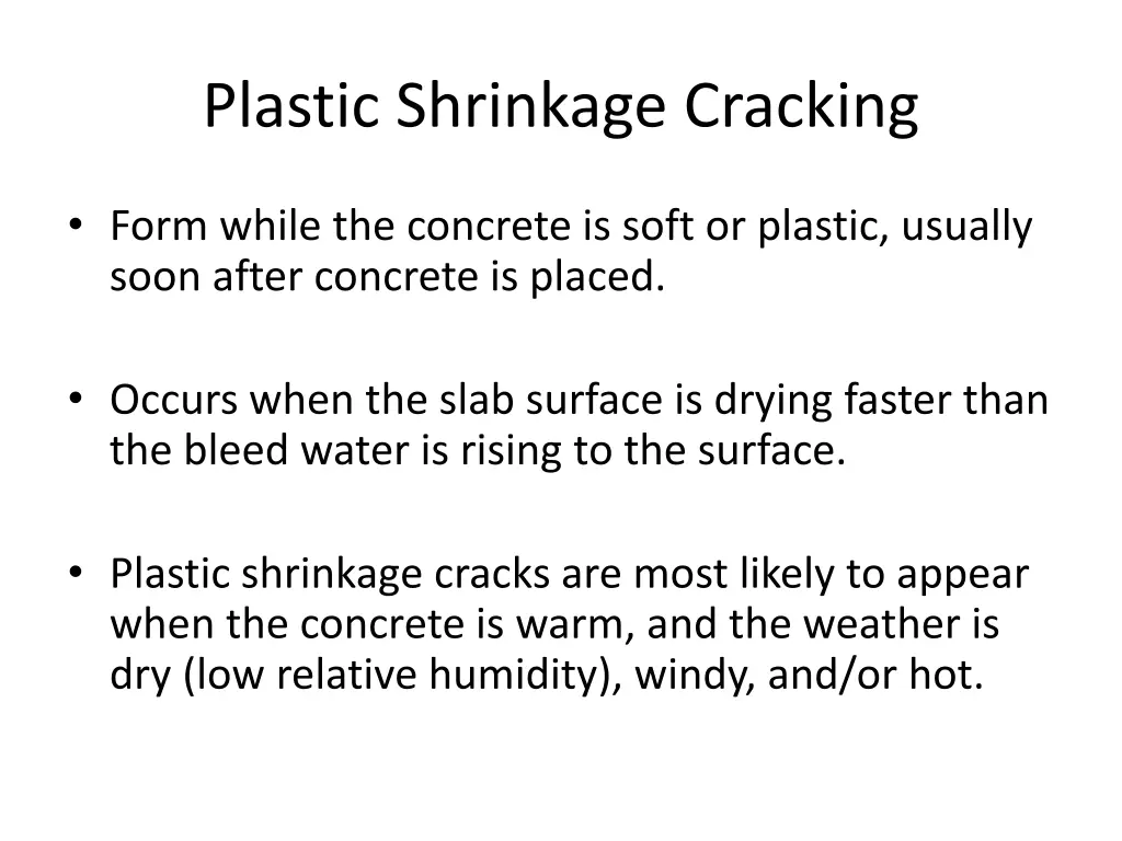 plastic shrinkage cracking