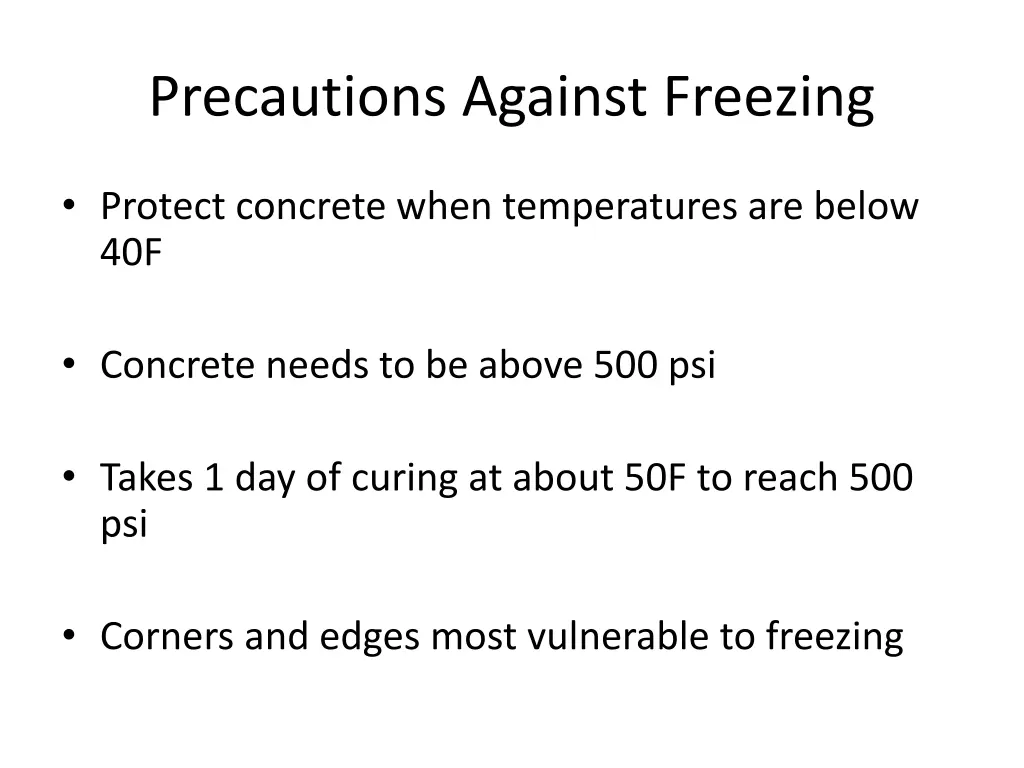 precautions against freezing