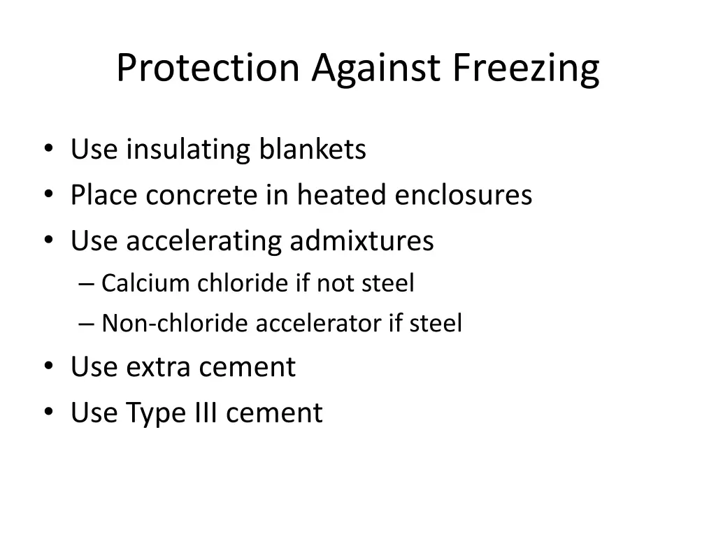 protection against freezing