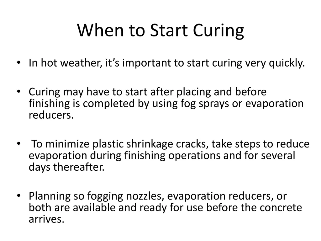 when to start curing