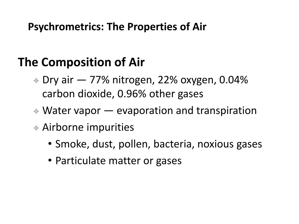 psychrometrics the properties of air 2