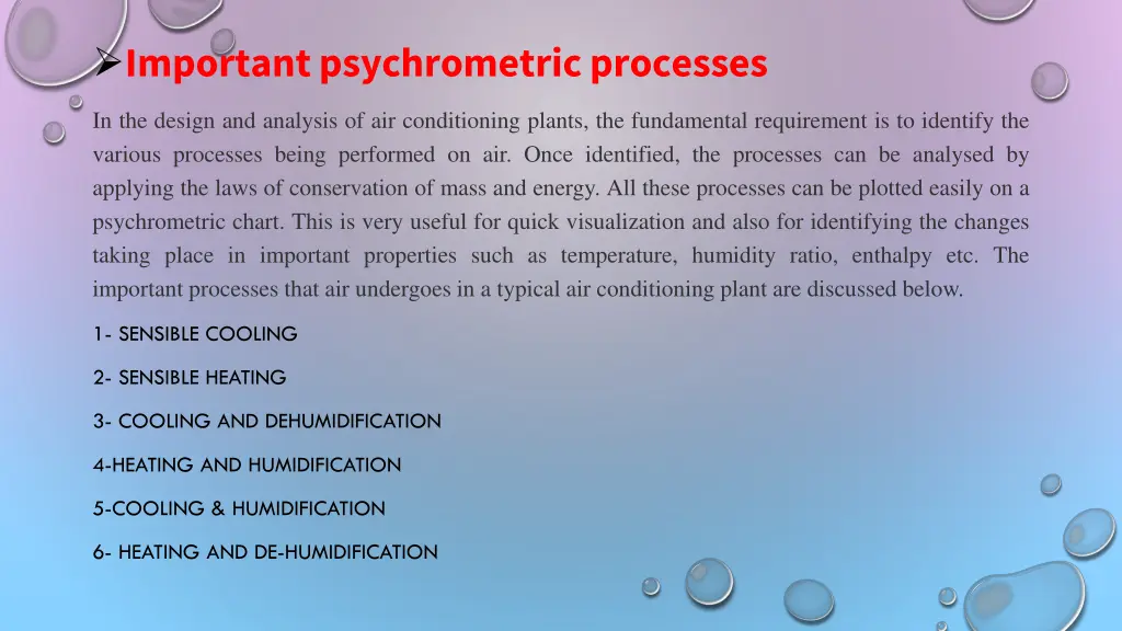 important psychrometric processes