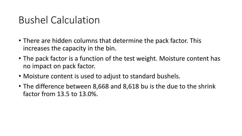 bushel calculation