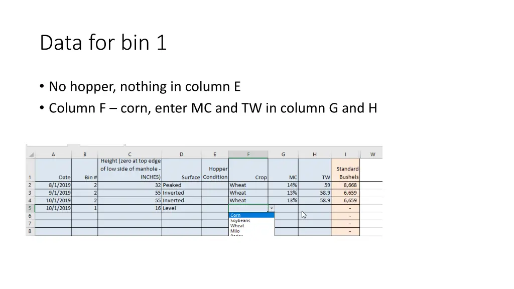 data for bin 1 1