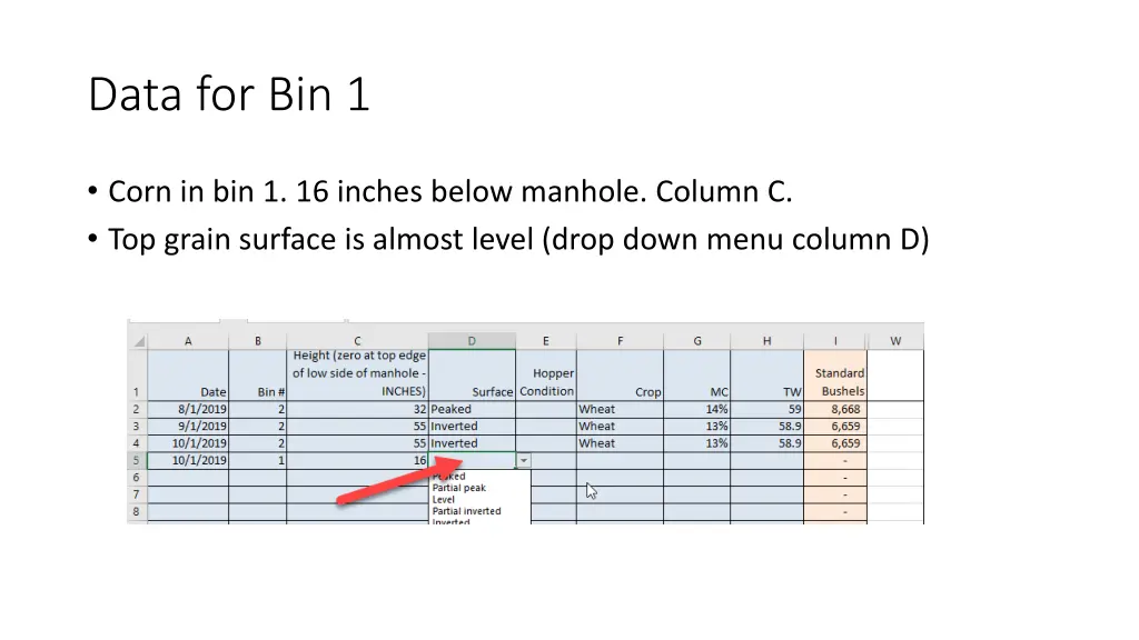 data for bin 1