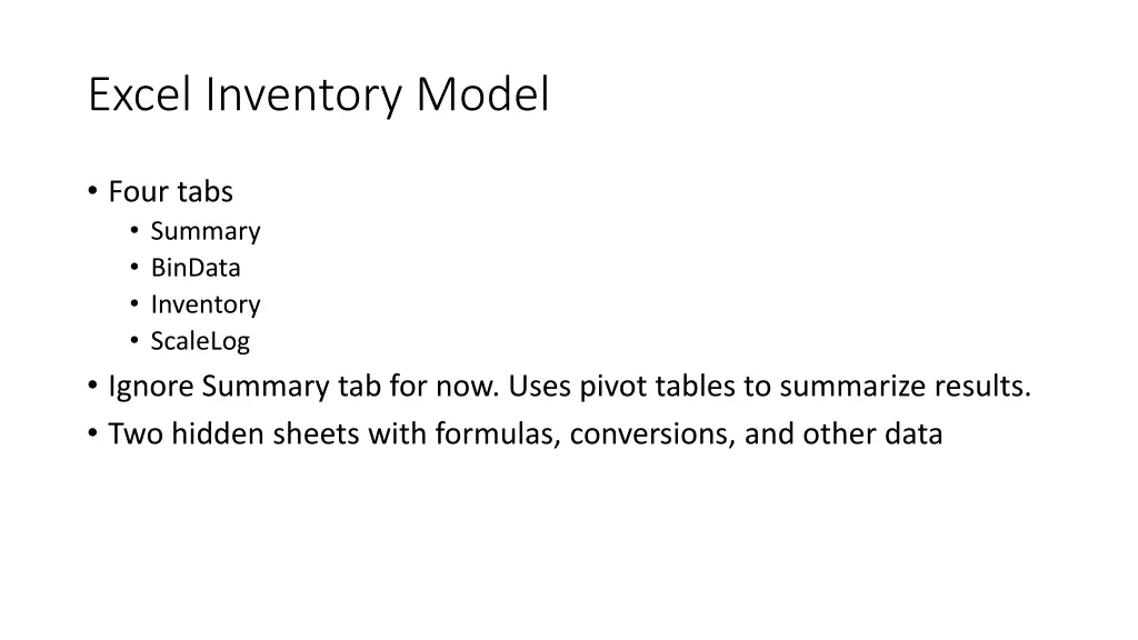 excel inventory model