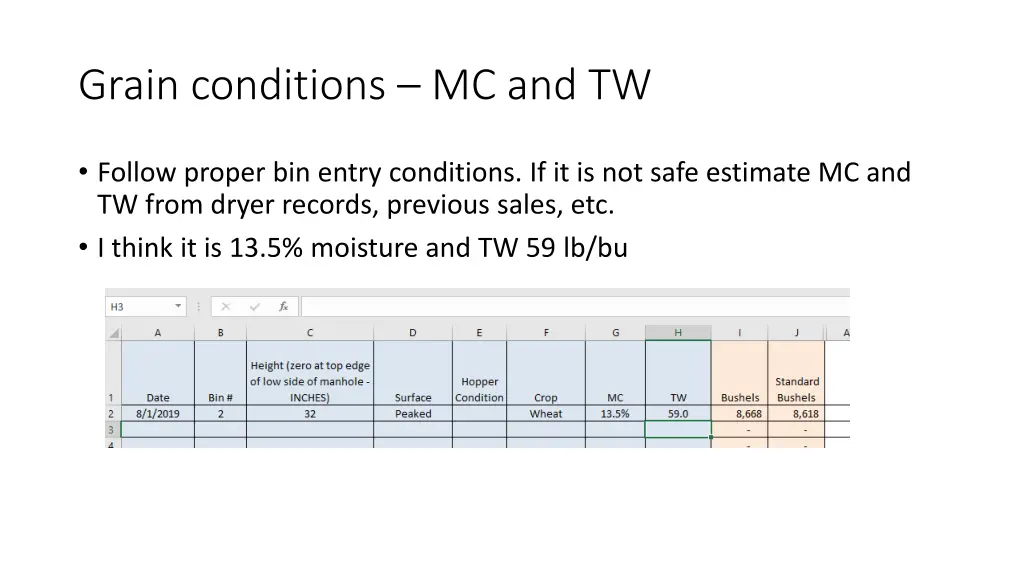 grain conditions mc and tw