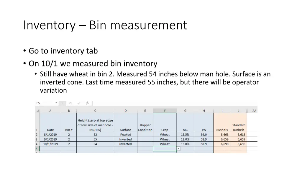 inventory bin measurement