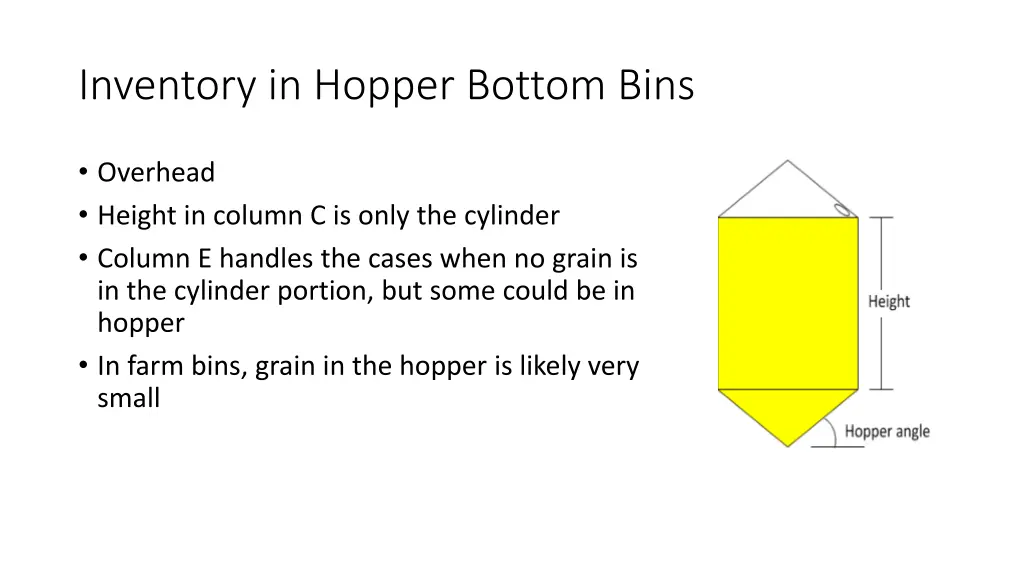 inventory in hopper bottom bins 1