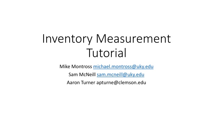 inventory measurement tutorial