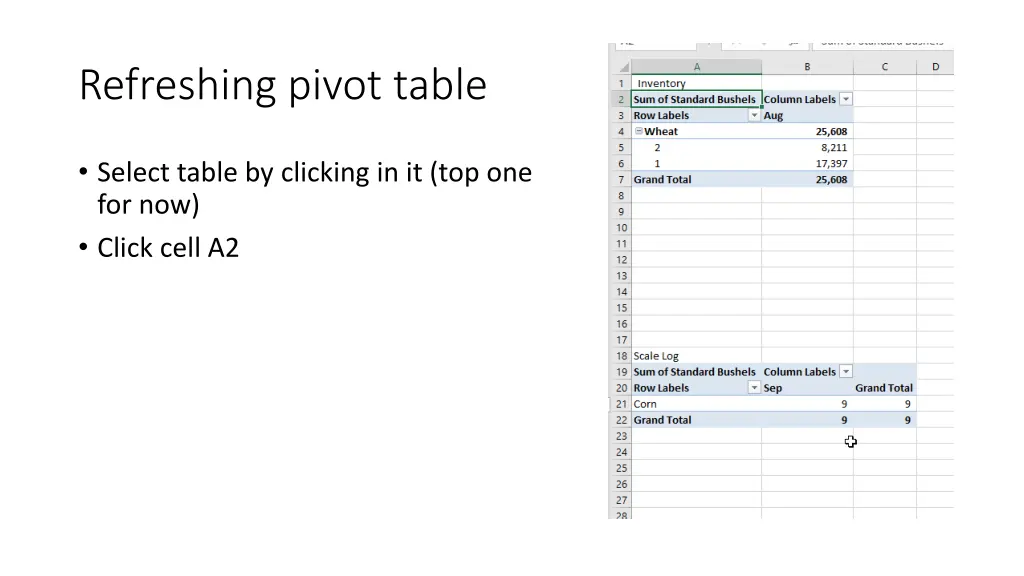 refreshing pivot table