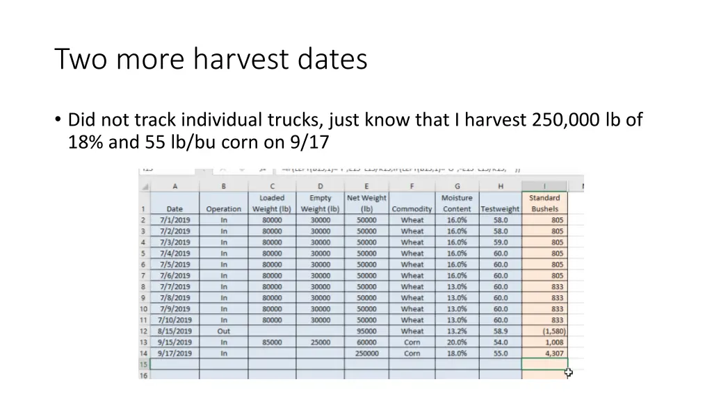 two more harvest dates