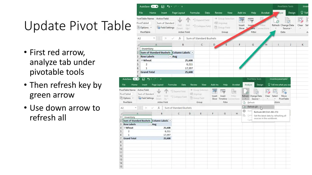 update pivot table