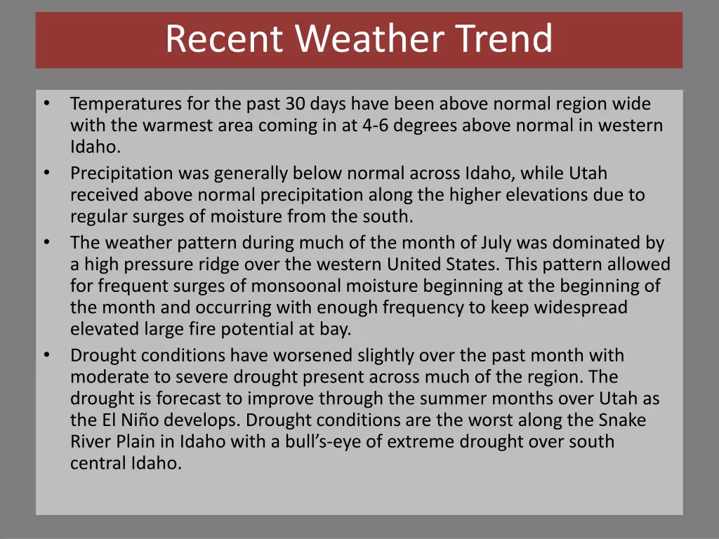 recent weather trend