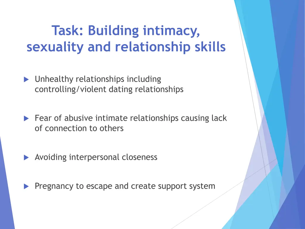 task building intimacy sexuality and relationship