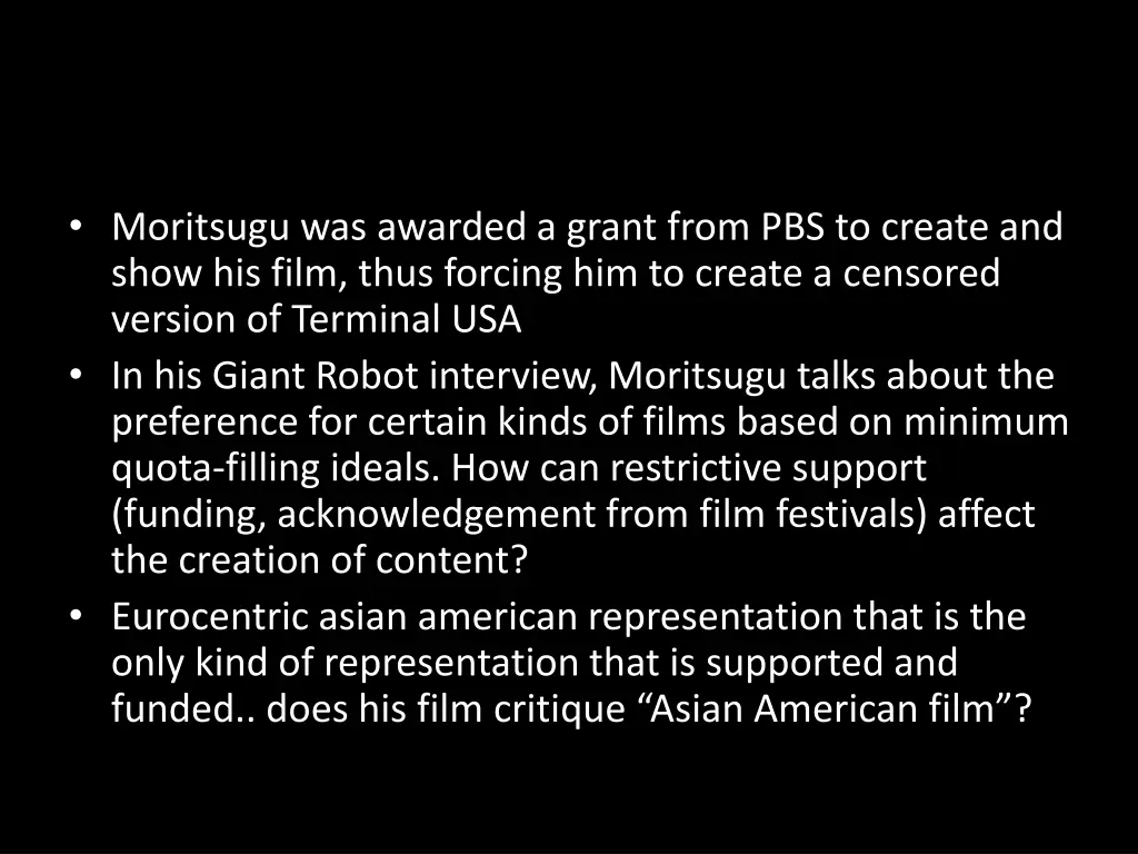 moritsugu was awarded a grant from pbs to create