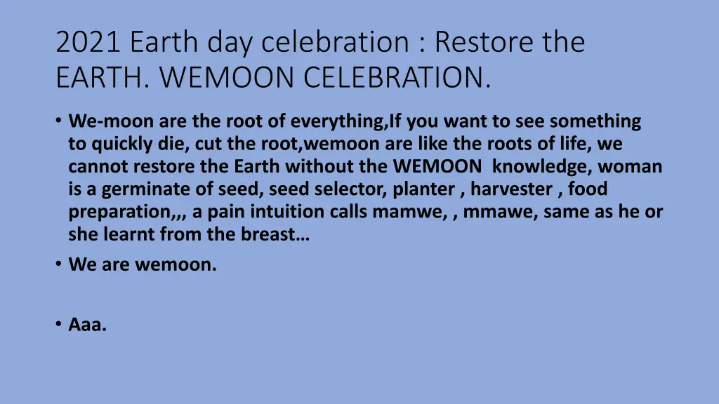 2021 earth day celebration restore the earth