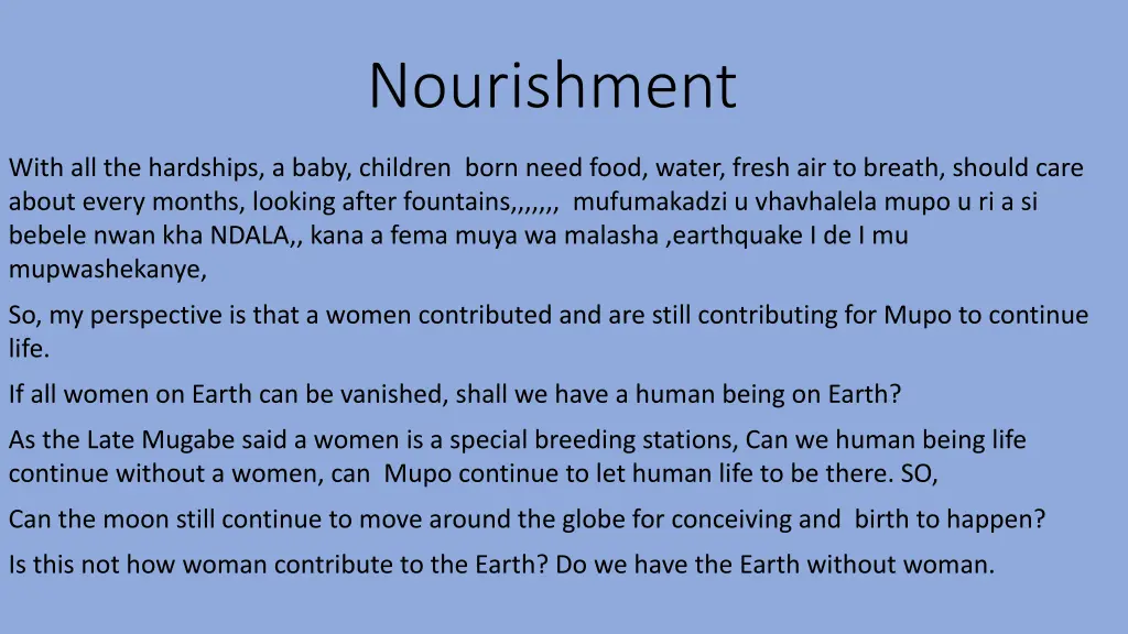 nourishment