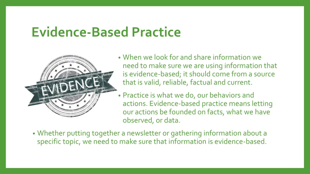 evidence based practice