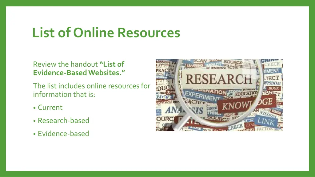 list of online resources