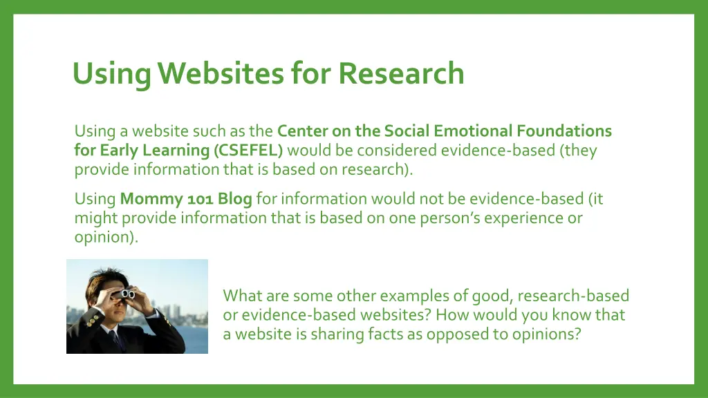 using websites for research