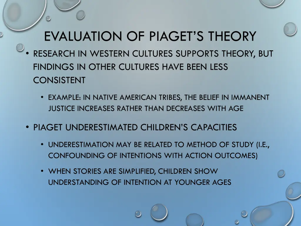 evaluation of piaget s theory research in western