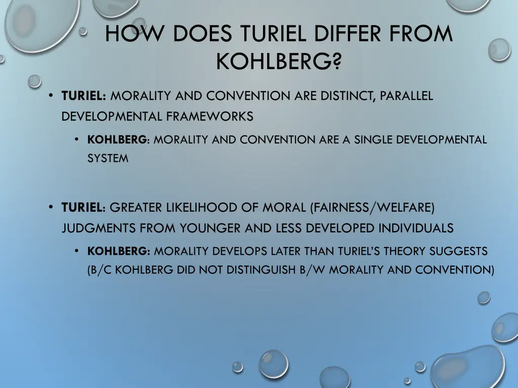 how does turiel differ from kohlberg