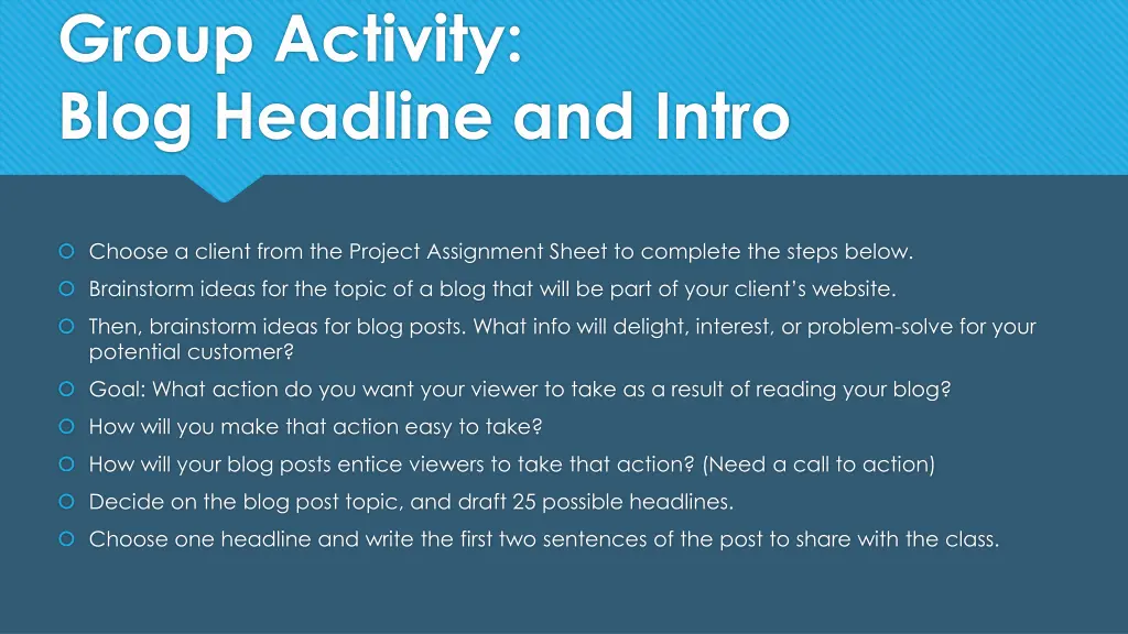 group activity blog headline and intro