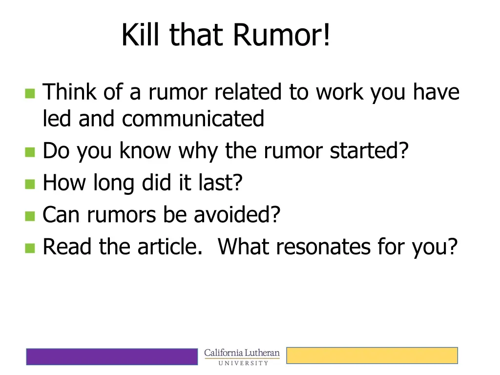 kill that rumor