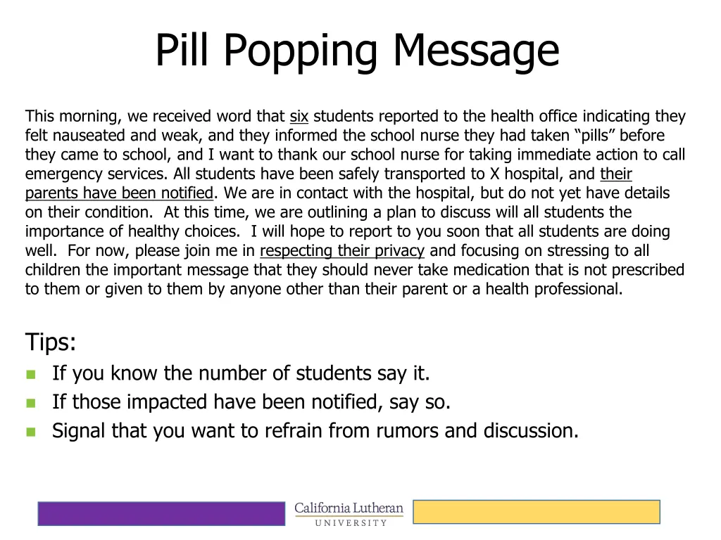 pill popping message