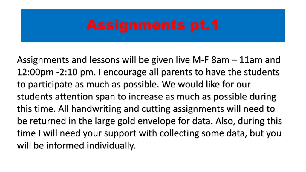 assignments pt 1