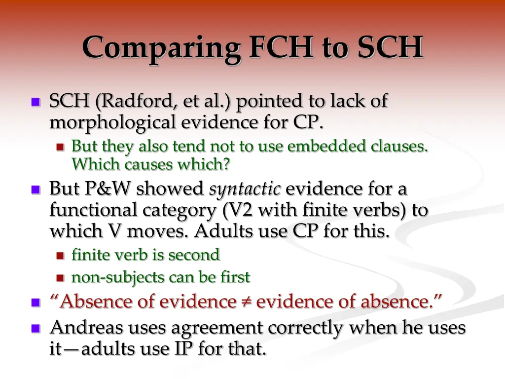 comparing fch to sch