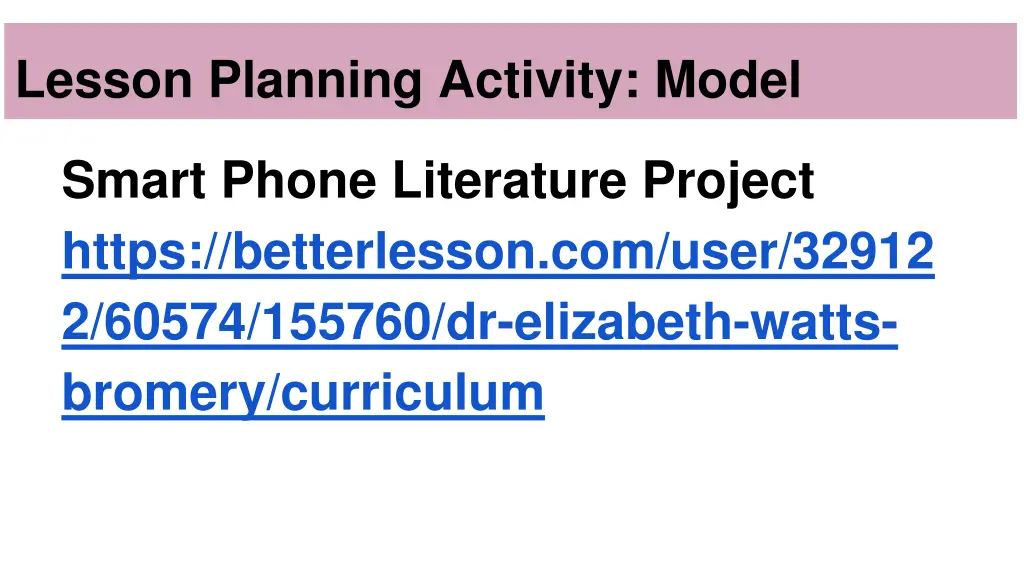 lesson planning activity model