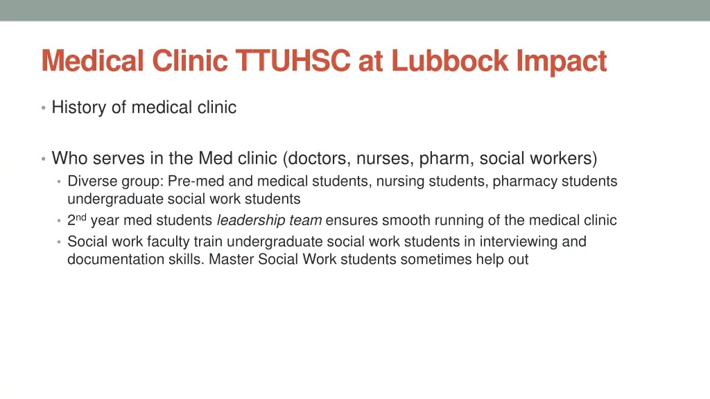 medical clinic ttuhsc at lubbock impact