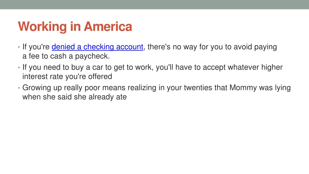 working in america