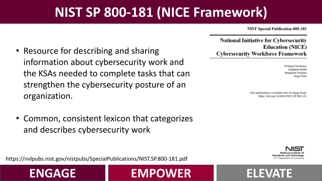 nist sp 800 181 nice framework