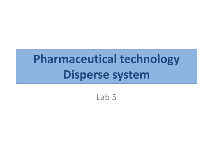 pharmaceutical technology disperse system