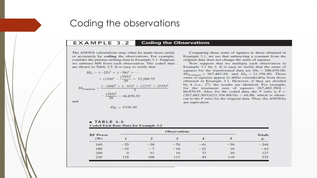 coding the observations