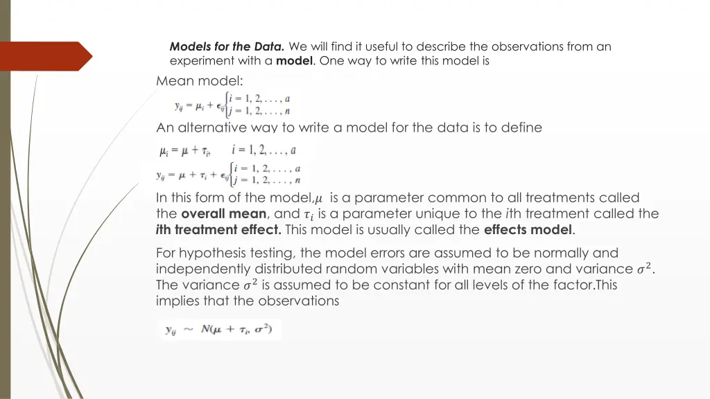 models for the data we will find it useful