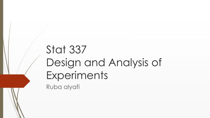 stat 337 design and analysis of experiments ruba