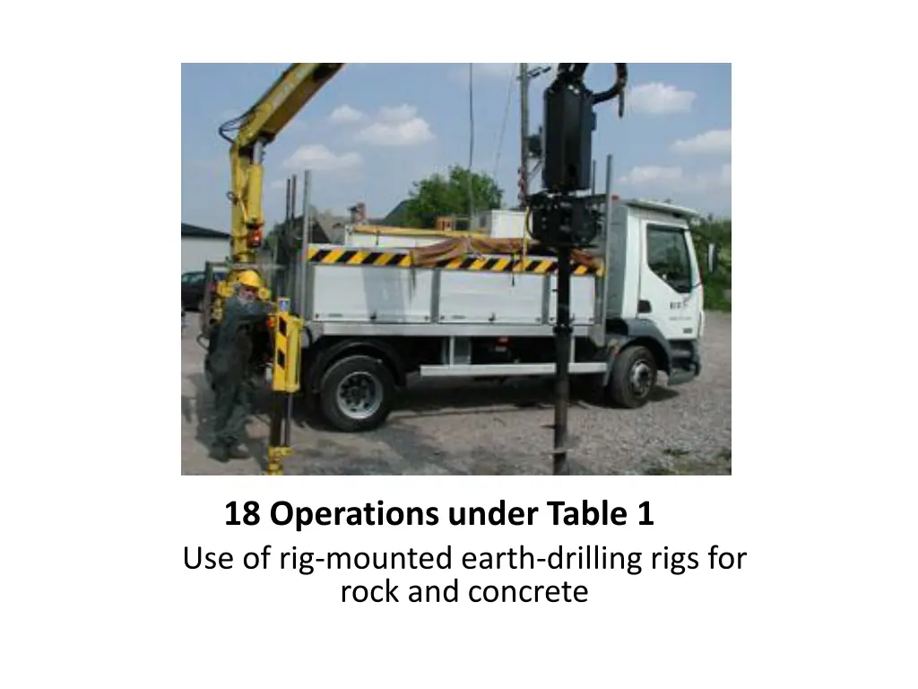 18 operations under table 1 use of rig mounted