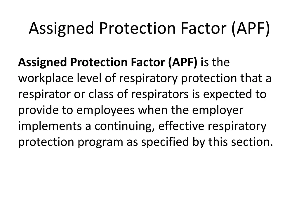 assigned protection factor apf