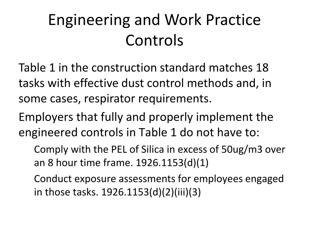 engineering and work practice controls