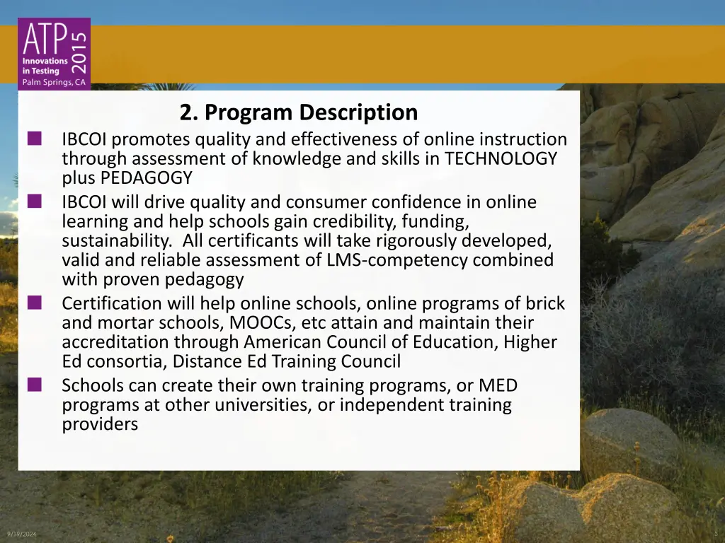 2 program description ibcoi promotes quality