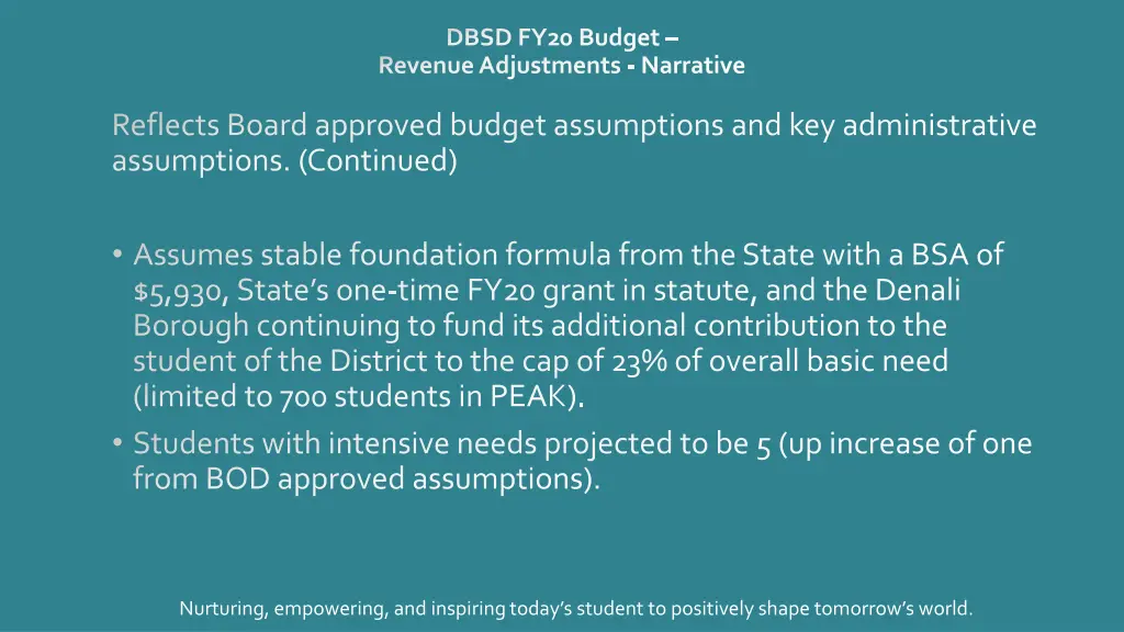 dbsd fy20 budget revenue adjustments narrative 1