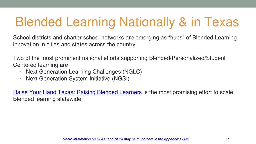 blended learning nationally in texas