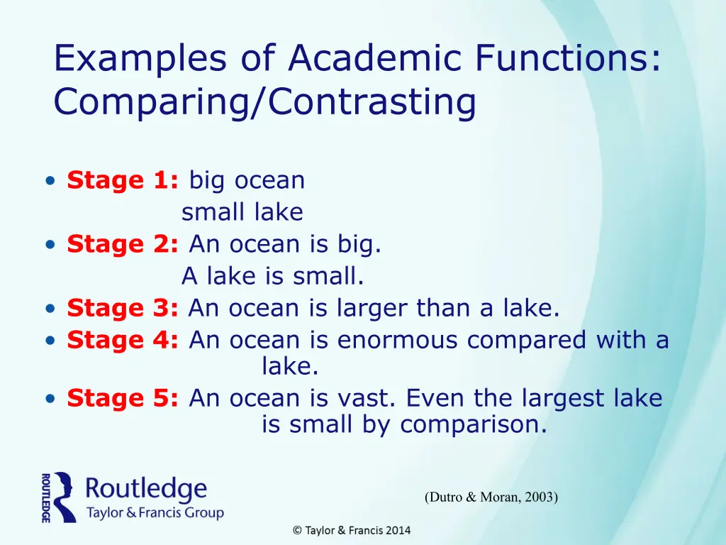 examples of academic functions comparing